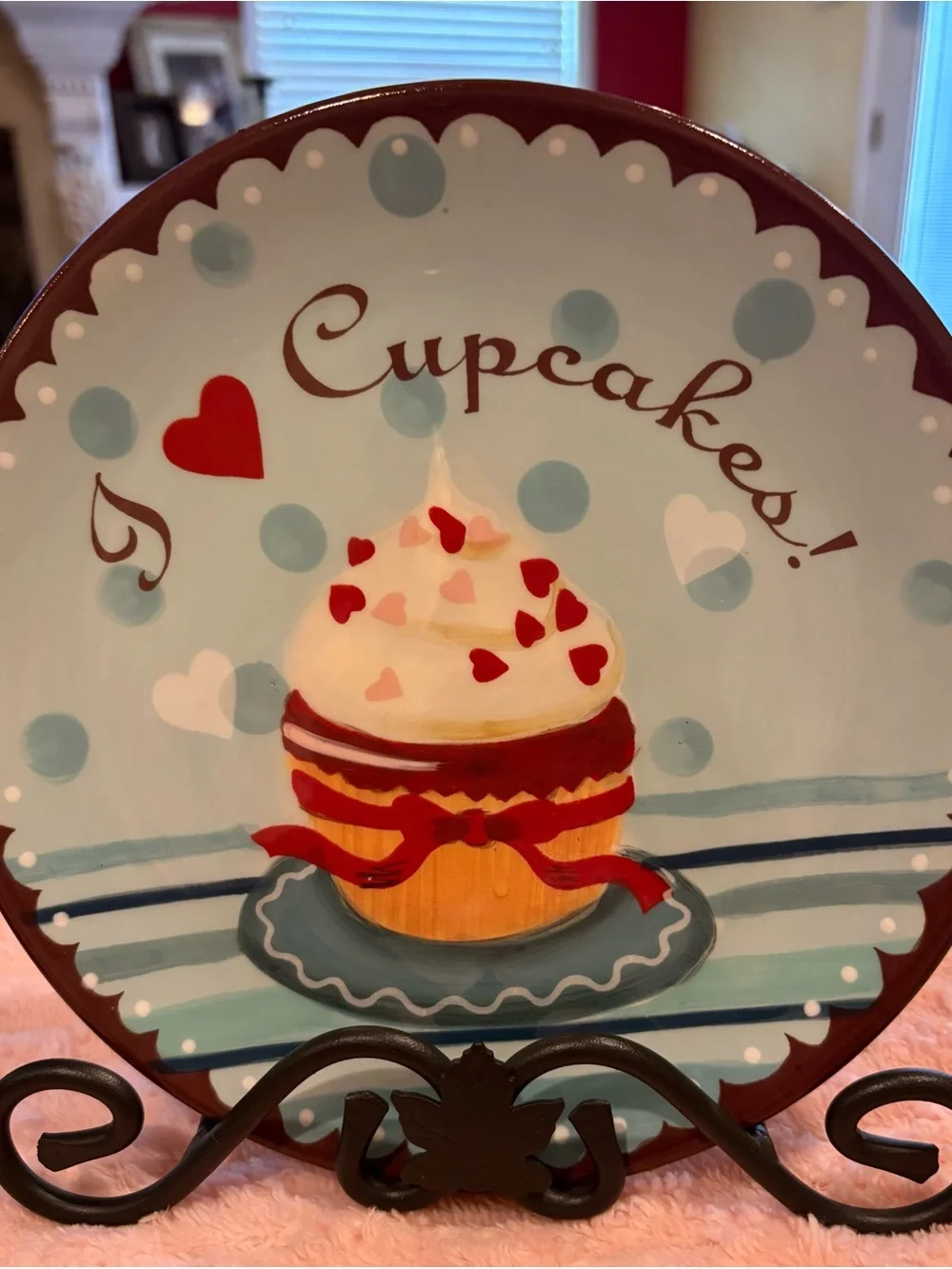 I Love Cupcakes hand painted Artist Jennifer Brinley. 8 1/2 “